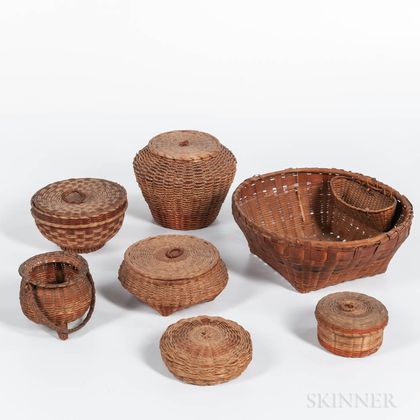 Seven Small Splint Baskets