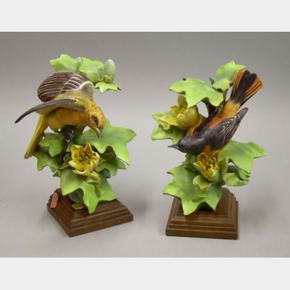 Pair of Royal Worcester Porcelain Baltimore Orioles