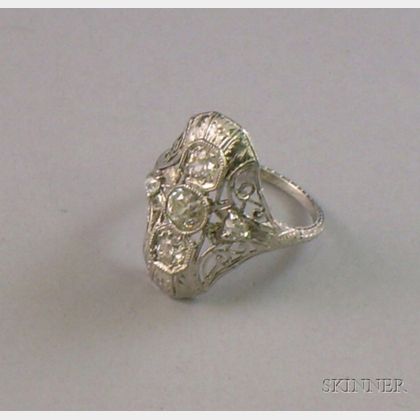 Art Deco-style Platinum and Diamond Ring