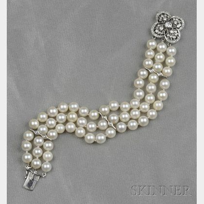 Cultured Pearl Three-strand Bracelet