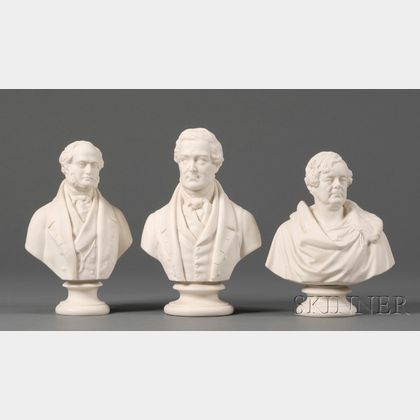 Three Copeland Parian Busts of Politicians