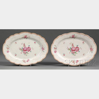 Two Small Oval Chinese Export Porcelain Platters