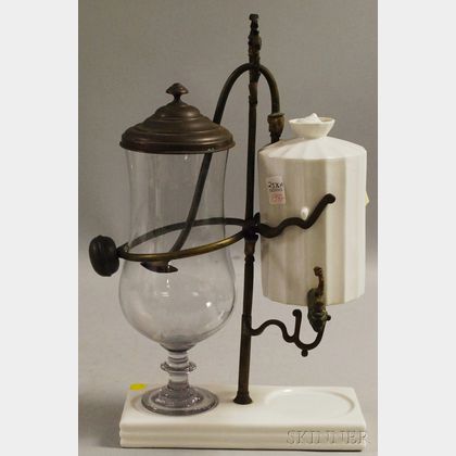 Victorian European Porcelain and Glass Vacuum Siphon Coffee Maker