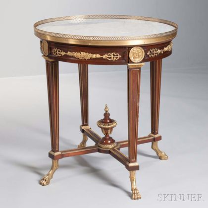 Louis XVI-style Marble-top and Gilt-bronze Table Ambulant