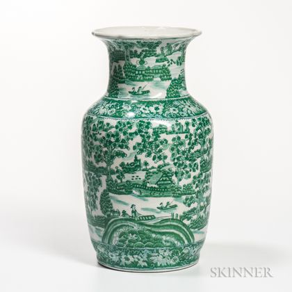 Green-enameled Transfer Vase