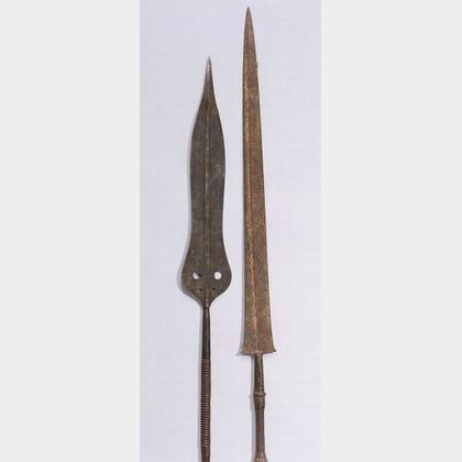 Two African Wood and Metal Spears