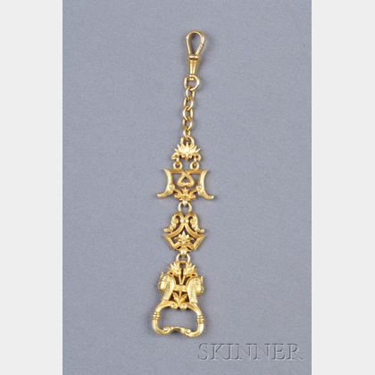 Egyptian Revival 18kt Gold Fob Chain, France