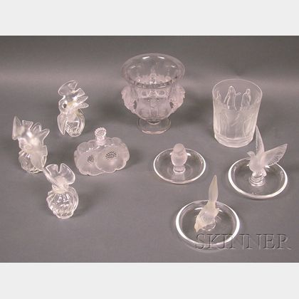 Nine Pieces of Lalique Glass