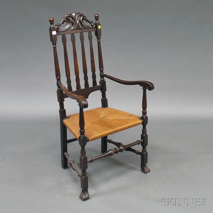 Stained and Carved Bannister-back Armchair