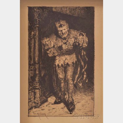 William Merritt Chase (American, 1849-1916) Etching of a Jester