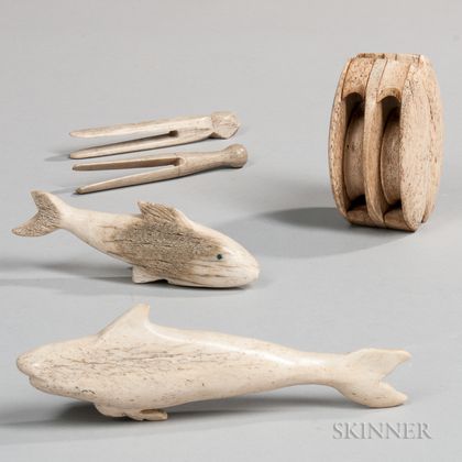 Five Carved Whalebone Items
