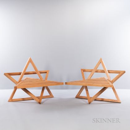 Two Star-shaped Oak Chairs