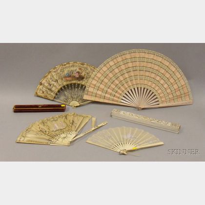 Four 19th Century French Folding Hand Fans