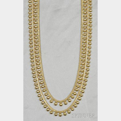 Antique High-Karat Gold Fringe Necklace