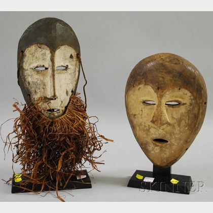 Two Lega Carved Wooden Masks
