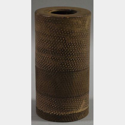 Italian Mid-century Modern Cylindrical Glazed Art Pottery Vase