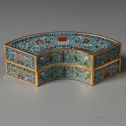 Fan-shaped Cloisonne Covered Box