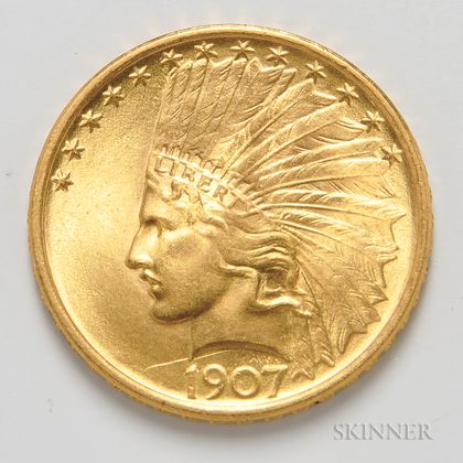 1907 $10 No Motto Indian Head Eagle