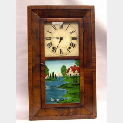Daniel Pratt Jr. Mahogany Veneer Ogee Mantel Clock