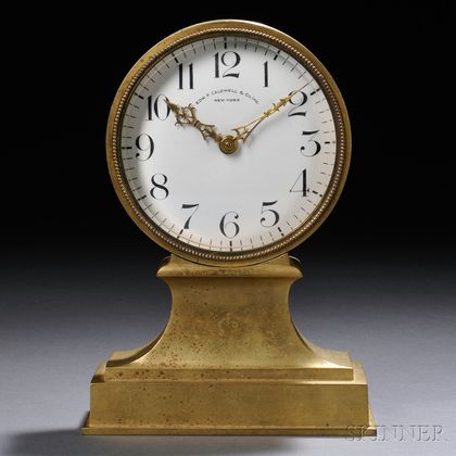 Brass Desk Clock Retailed by Edward F. Caldwell