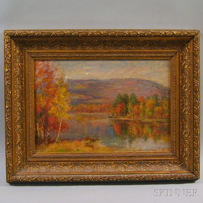 Attributed to Joseph H. Greenwood (American, 1857-1927) Lake in Autumn.