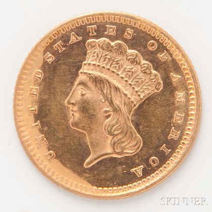 1873 $1 Open 3 Gold Coin. Estimate $200-400