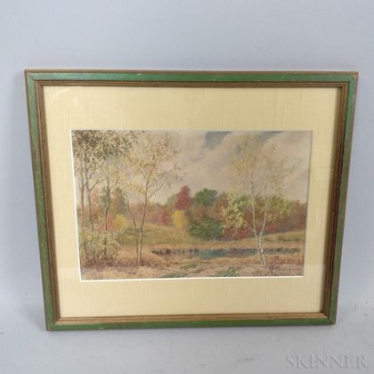 Arthur Fuller Davis (American, 1863-1953) Autumn Landscape with Pond