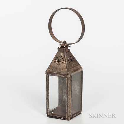 Small Tin and Glass Whale Oil Lantern