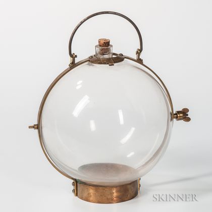 9-inch Colorless Glass Brass-mounted Water Lens or Globe