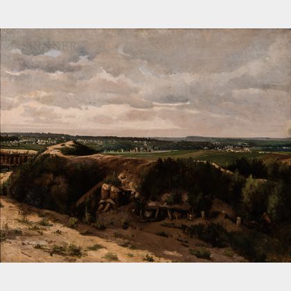 French School, 19th Century Broad Landscape Vista, Said to be the Outmost Environs of Paris