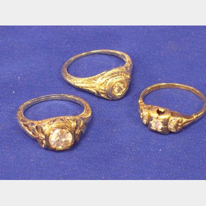 Three Gold and Diamond Rings. 