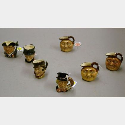 Seven Miniature Royal Doulton Character Jugs