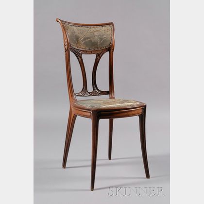 French Art Nouveau Carved Rosewood Side Chair