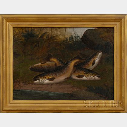 American School, 19th Century Still Life with Brown Trout.