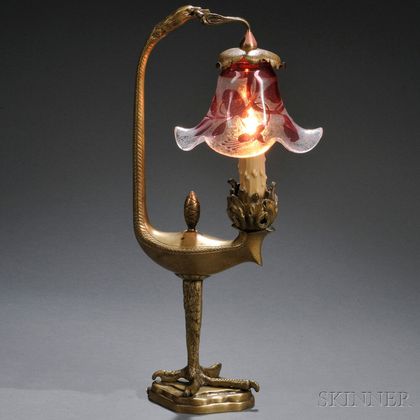 Stylized Art Nouveau Bird-form Table Lamp 