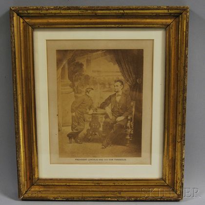 Framed Photograph "President Lincoln and His Son Thaddeus,"