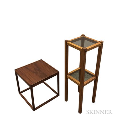 Two Small Teak Occasional Tables and a Tray Table