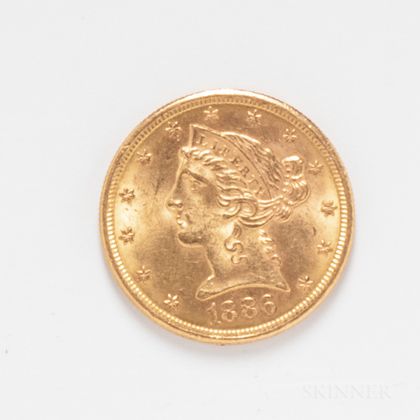 1886-S $5 Liberty Head Gold Coin