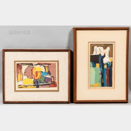 Riva Helfond (American, 1910-2002) Two Abstract Lithographs.