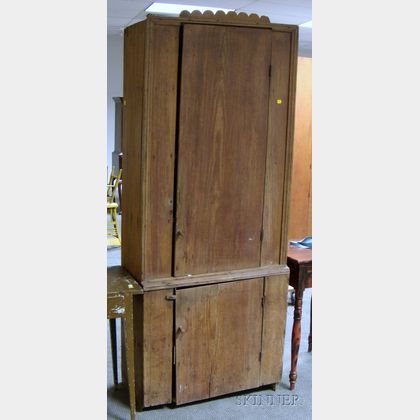 Southern Country Pine Two-Door Step-back Cupboard