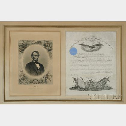 Framed March 6, 1865, Abraham Lincoln Signed U.S. Presidential Military Commission