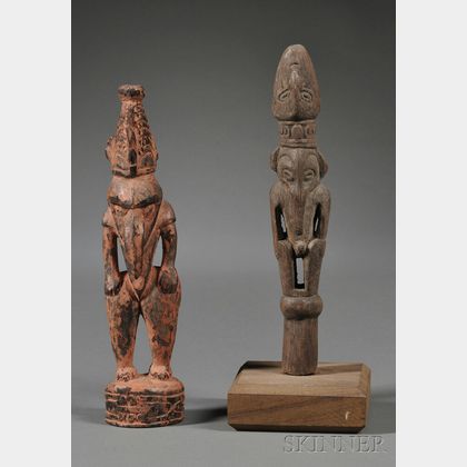 Two New Guinea Carved Wood Fetish Figures