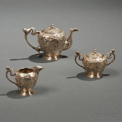 Three-piece Dutch .833 Silver Tea Service