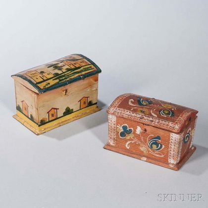 Two Paint-decorated Trinket Boxes