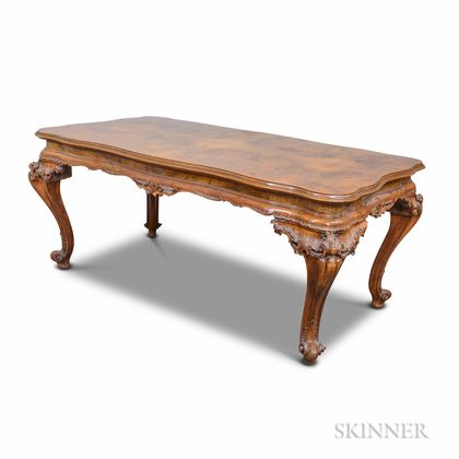 Rococo-style Carved Walnut Dining Table