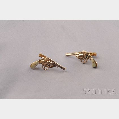 14kt Gold and Mother-of-Pearl Revolver Cuff Links