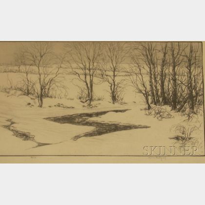Lot of Two Framed Etchings of Landscapes by Kerr Eby (American, 1889-1946) and Robert Swain Gifford (American, 1840-1905)