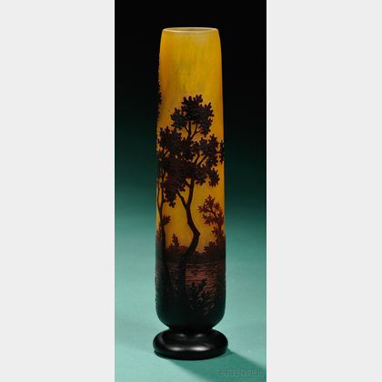 Daum Decorated Cameo Glass Vase