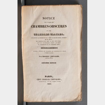 Chevalier, Charles Louis (1804-1859) Notice sur l'usage des Chambres Obscures