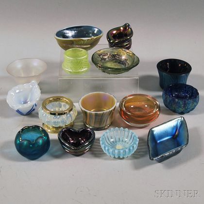 Fifteen Art Glass Salts